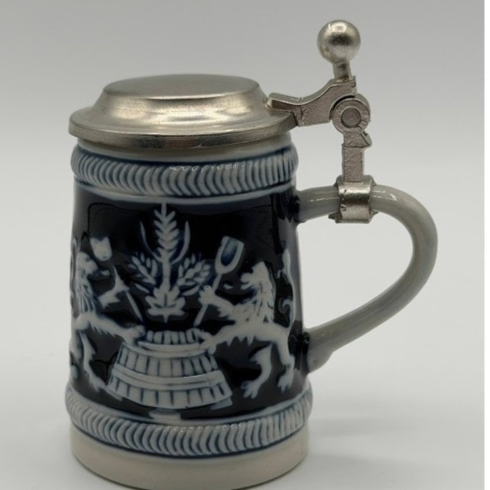 Vintage German Mini Salt-Glazed Beer Stein Hopfen und Malz Gott Erhalt 3" Tall